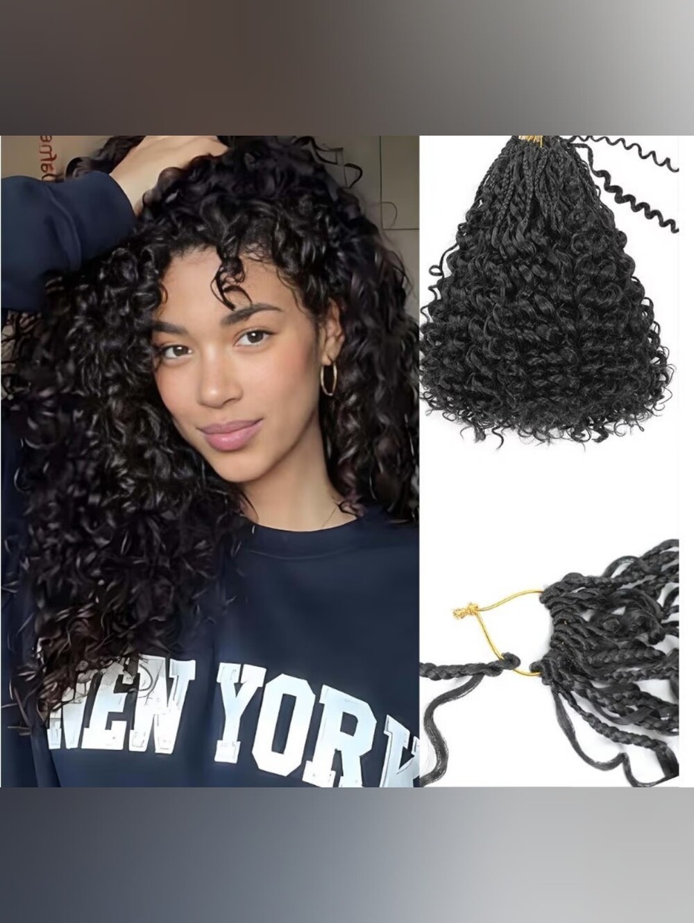 Boho Gogo Curly Crochet Hair Synthetic Pre Looped 9 Packs 18" Natural Black